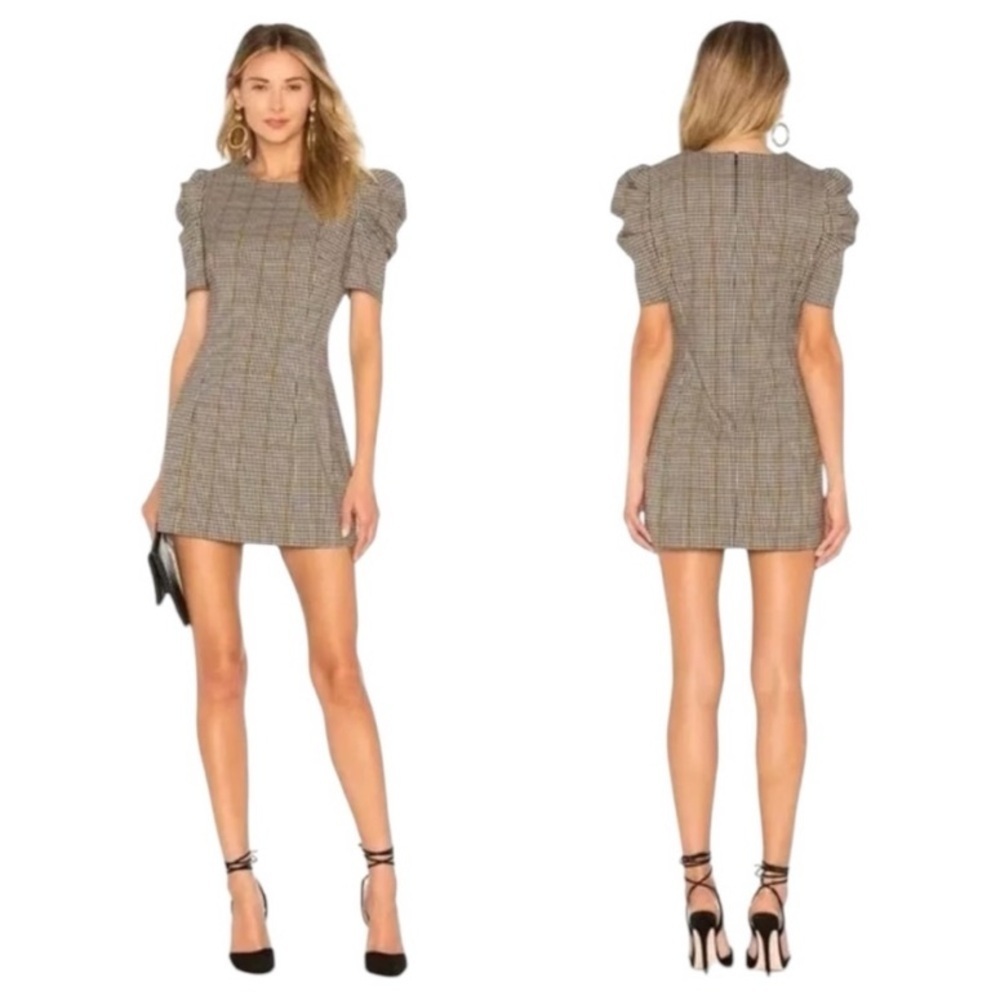 Amanda Uprichard Puff Sleeve Mini Dress in Westwick Plaid Size XS Size P - Picture 2 of 14